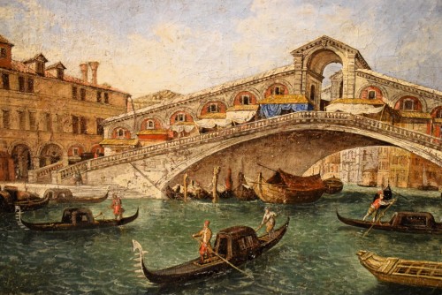 XVIIIe siècle - Venise, le Pont du Rialto - Maître vénitien du XVIIIe siècle